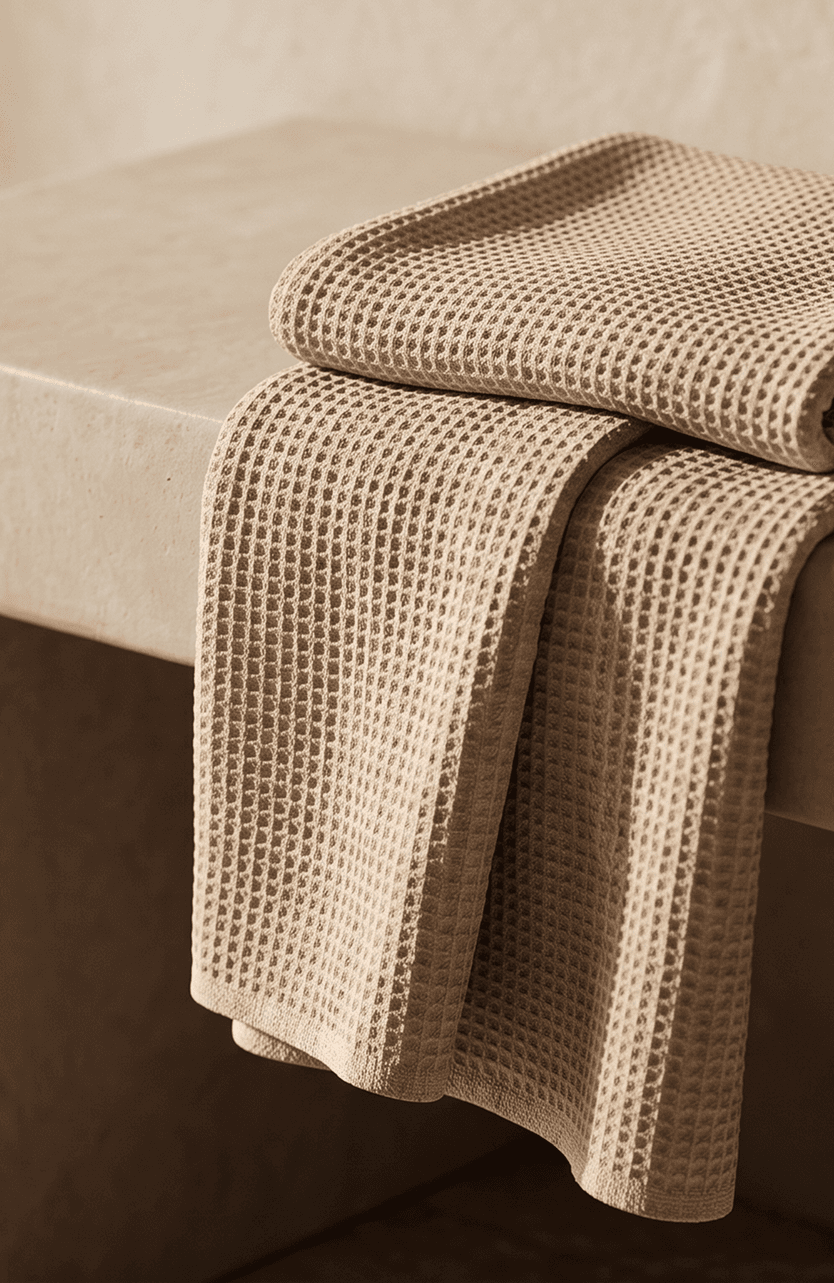Bambu handdoeken in warme wellnessruimte